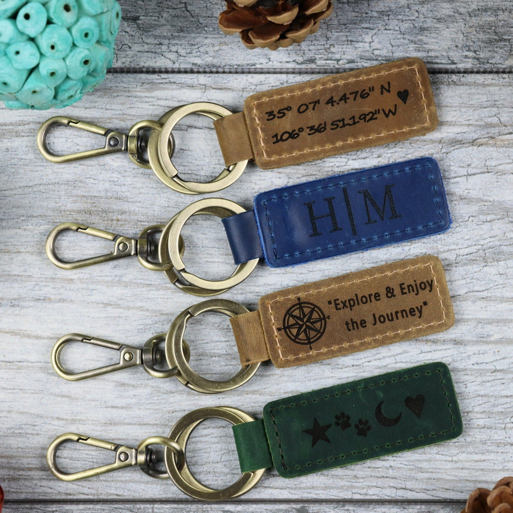 Set of 3 Customizable Leather Keychain-Lucasgift