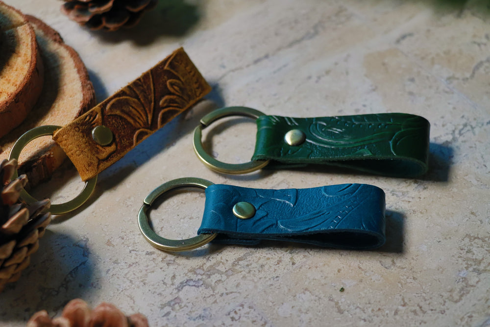 Embossed Leather Keychain-Lucasgift