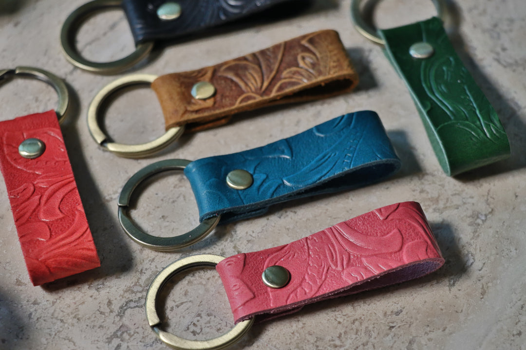 Embossed Leather Keychain-Lucasgift