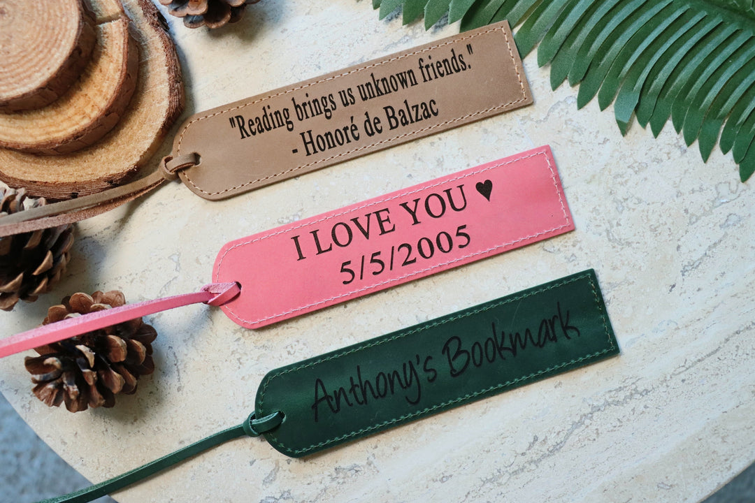 Leather Bookmark Personalized - Pink Color-Lucasgift