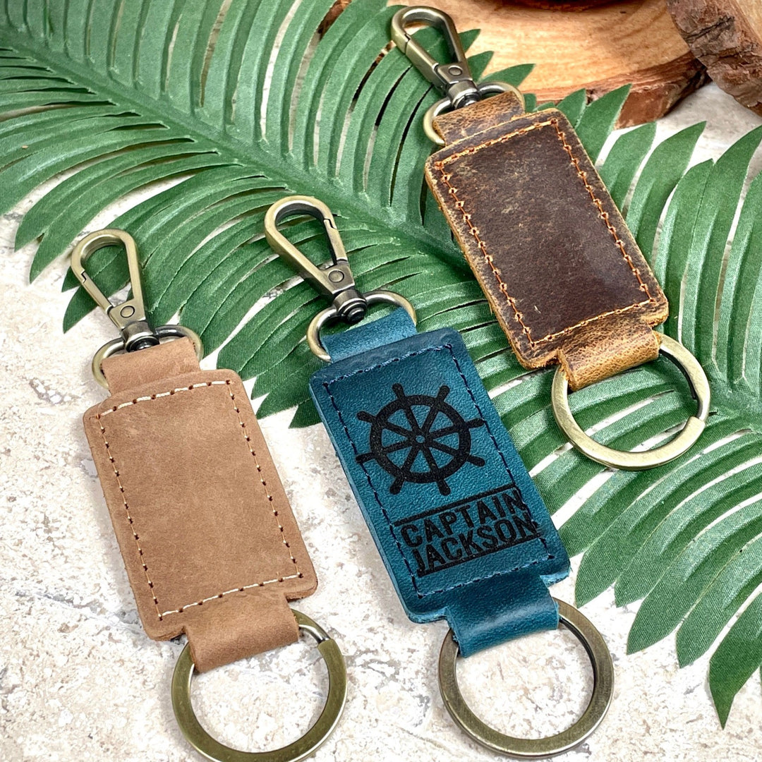 Boat Captain Leather Keychain with Heavy Duty Ring & Clasp-Lucasgift