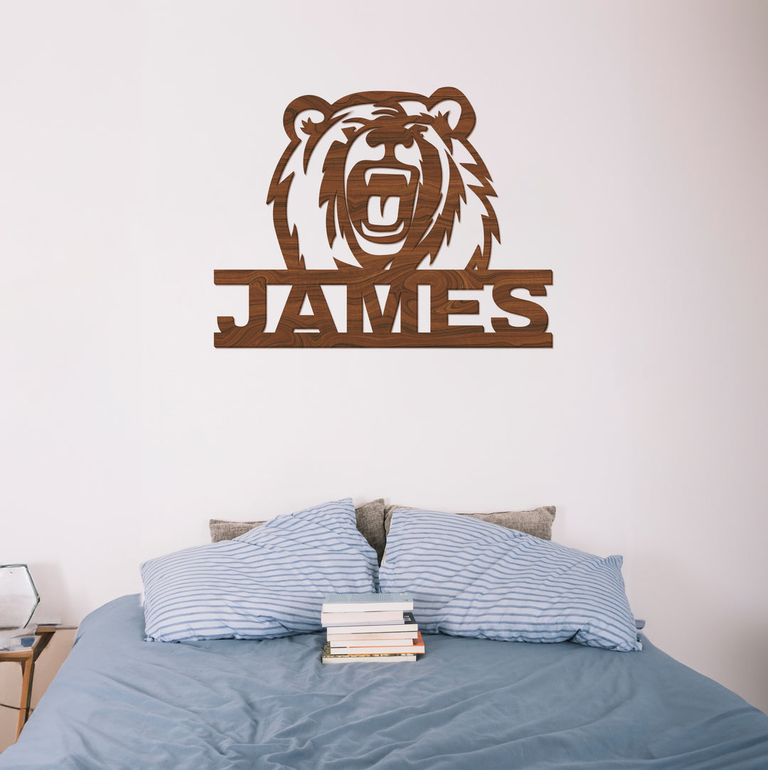 Grizzly Bear Wood Name Sign-Lucasgift
