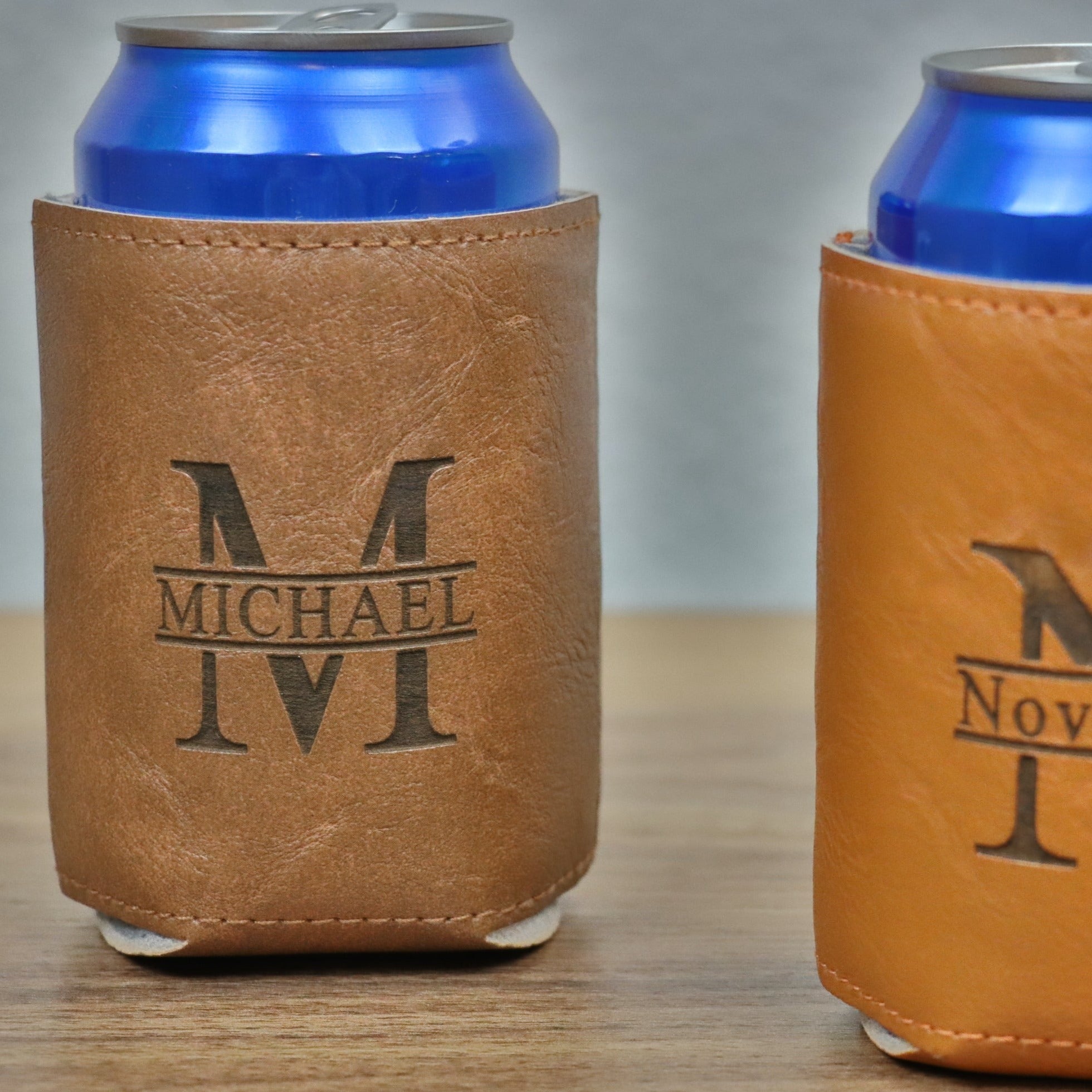Monogram can cooler, Personalized Beverage Holder/Laser engraved
