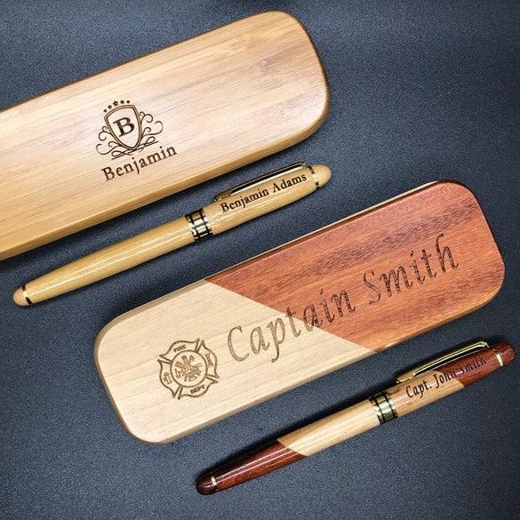 Personalized Wooden Pen Box - Engraved