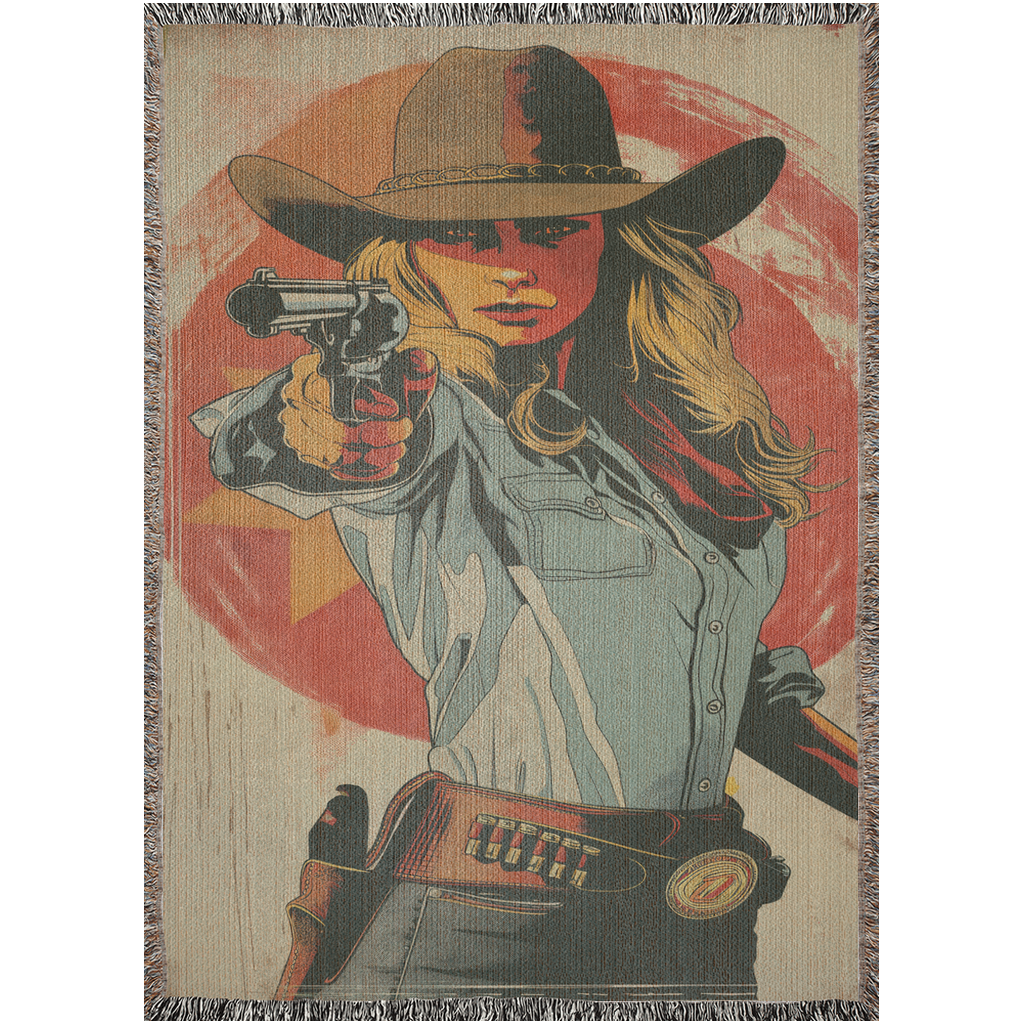 Cowgirl with a gun in her hand-52x37 inch-Graphics on Lucasgift