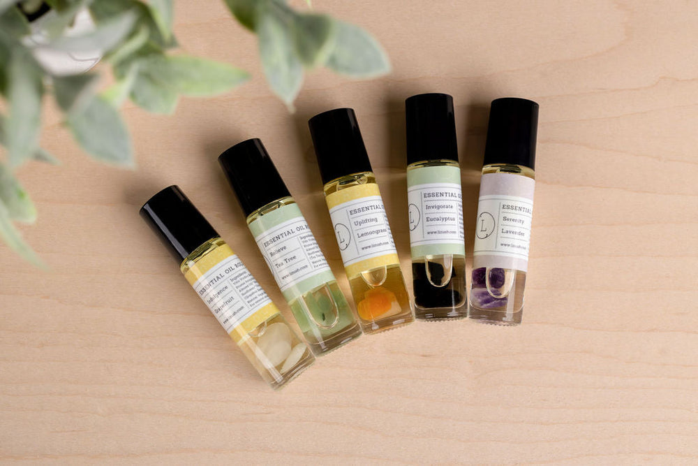 Essential Oils Roll-On with Crystals - set of 5- on Lucasgift