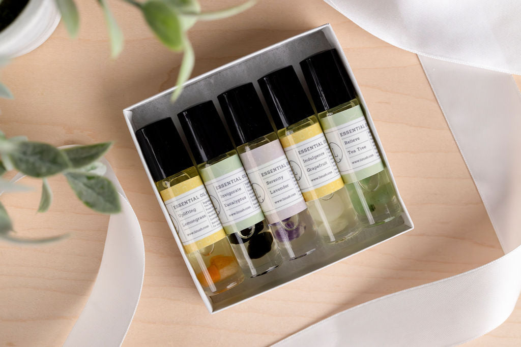 Essential Oils Roll-On with Crystals - set of 5- on Lucasgift