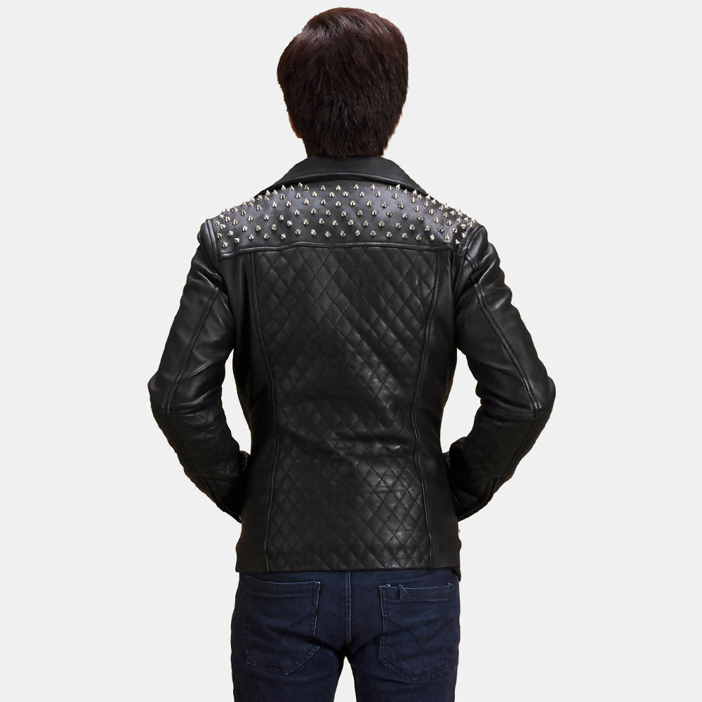 Men's Handmade Black Studded Leather Biker Jacket – Premium Genuine Motorcycle Leather Jacket
