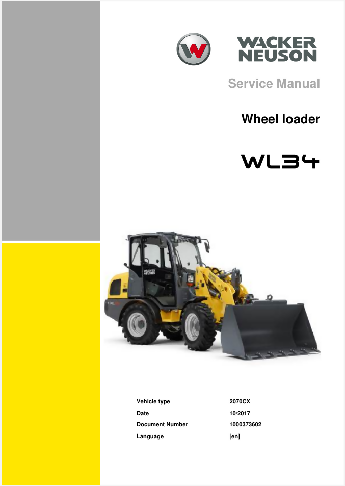 WACKER NEUSON WL34 WHEEL LOADER SERVICE REPAIR MANUAL- on Lucasgift