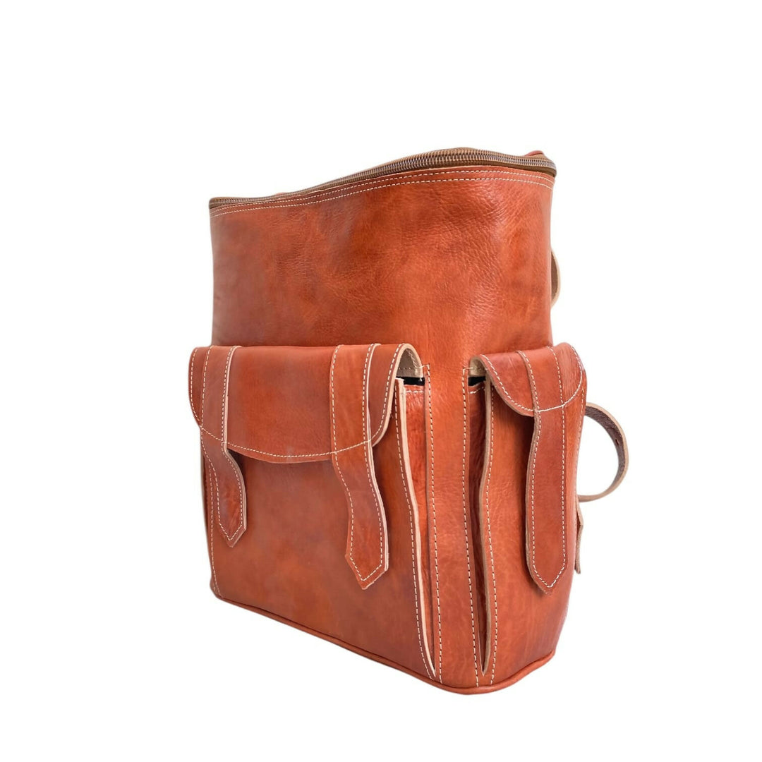Moroccan Handcrafted Real Leather Backpack Artisanal Premium Travel Bag- on Lucasgift