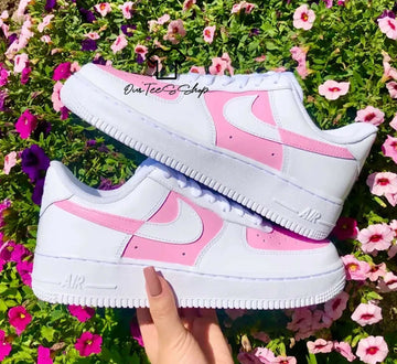 Custom Pink AF1 Sneakers, Hand Painted Personalized Shoes