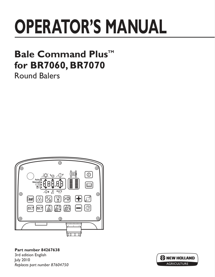 New Holland BR7060, BR7070 Round Baler Operator's Manual- on Lucasgift