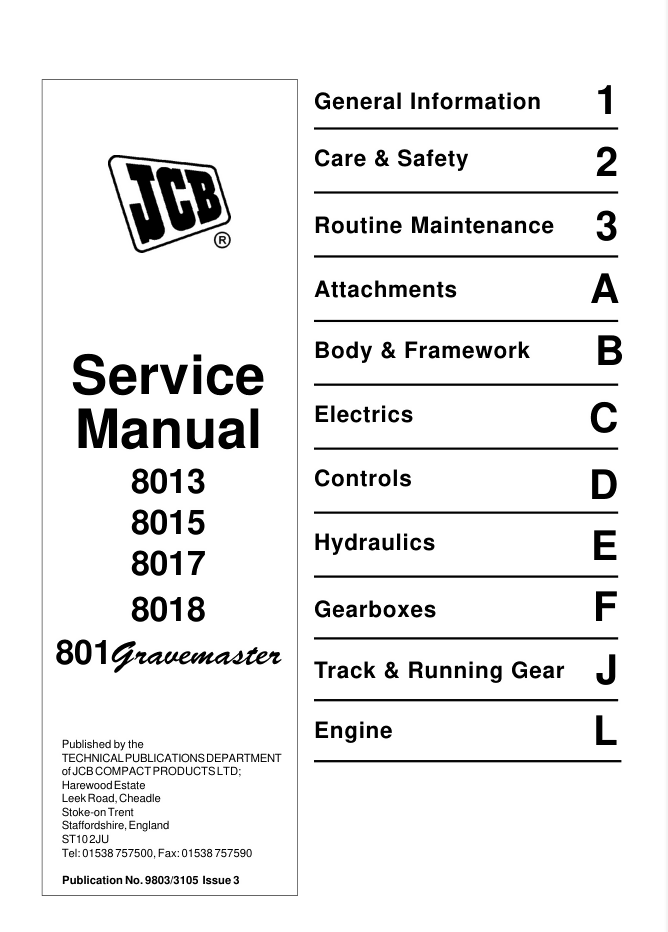 JCB 8018 MINI EXCAVATOR SERVICE REPAIR SHOP MANUAL- on Lucasgift