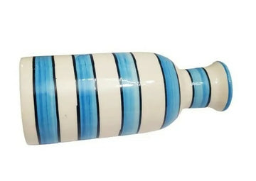 Indian Handcrafted Blue & White Striped Ceramic Vase- on Lucasgift
