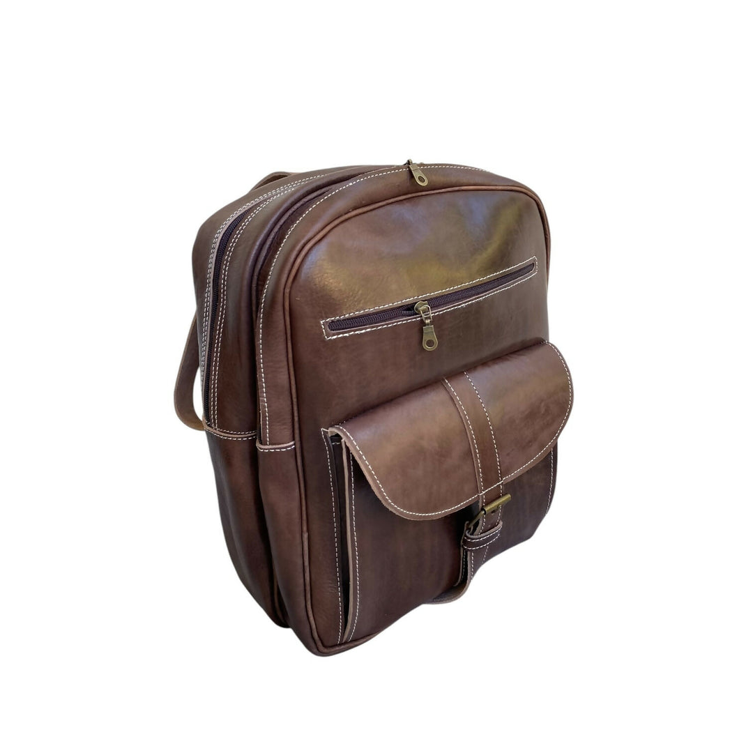 Genuine Leather Backpack Handmade Moroccan Craftsmanship Vintage Professional Style- on Lucasgift