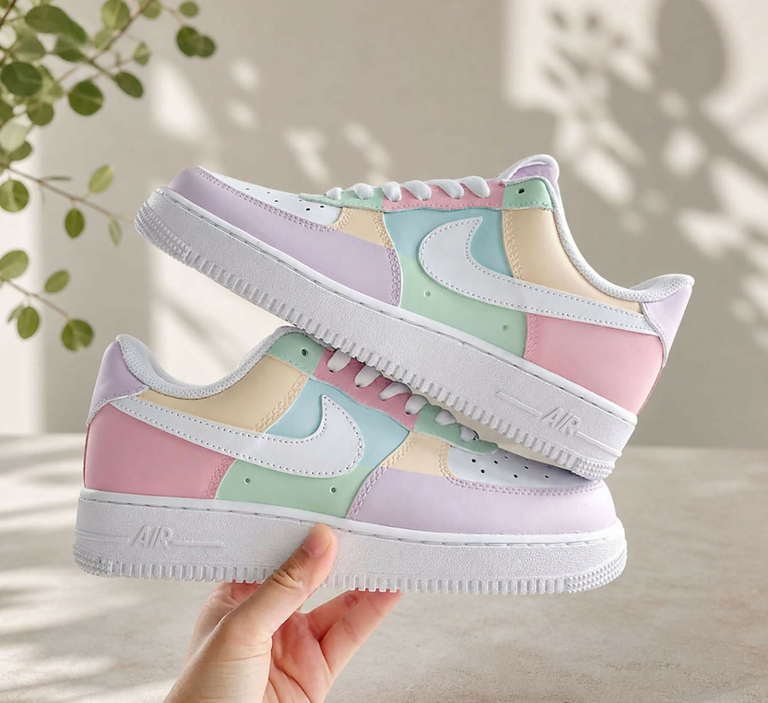 Custom Morandi Color Pastel AF1 Sneakers, Hand Painted Personalized Shoes