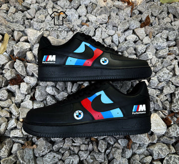 Custom BMW Performance Black AF1 Sneakers, Hand Painted Personalized Shoes