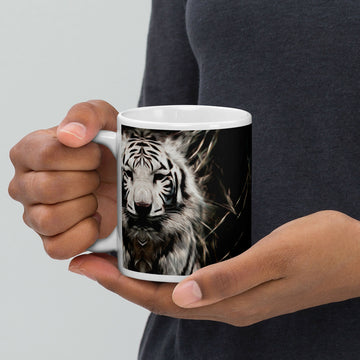 Guardian of Quiet Strength – Stylized White Tiger Mug