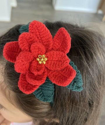 Hand Crocheted Headband- Poinsettia- on Lucasgift