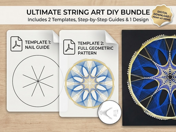 Abstract Geometric Diamond String Art DIY Bundle | Modern Linear Pattern PDF (A3) (Digital Download)