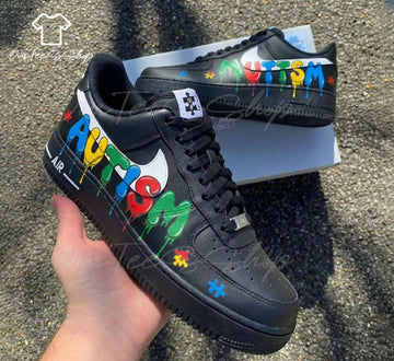 Custom Autism Puzzle AF1 Sneakers, Hand Painted Personalized Shoes