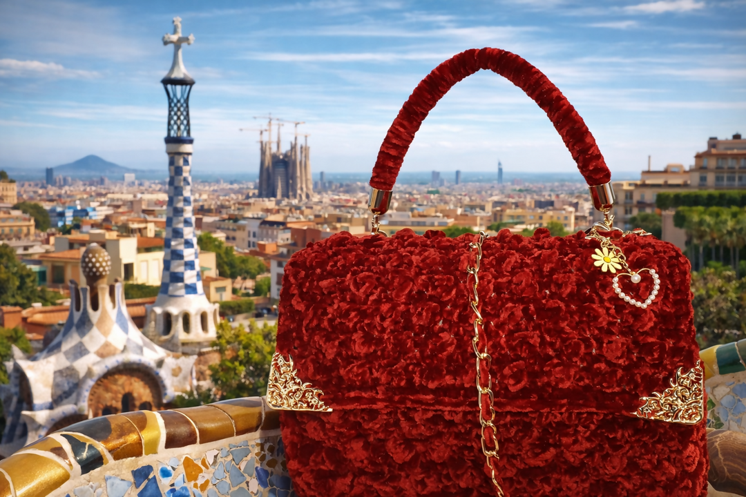 Handmade knitted bag in deep burgundy color- on Lucasgift
