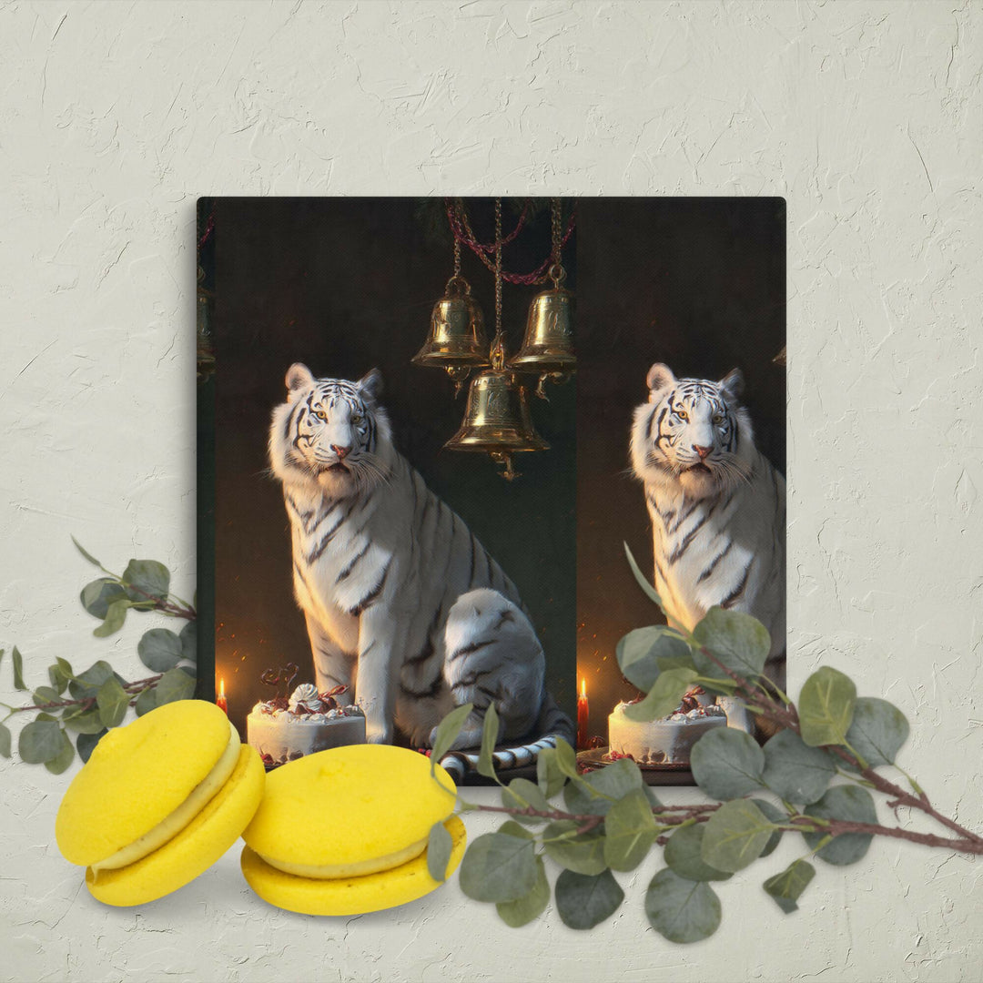 The White Tiger's Candlelit Celebration Canvas
