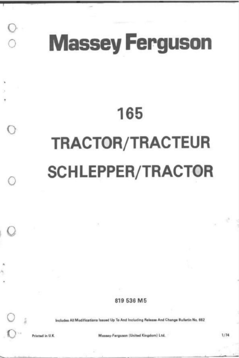 Massey Ferguson 165 Tractor Service Parts Gas Diesel Engine Manual