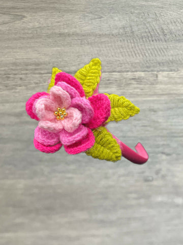 Hand Crocheted Headband - Lily - Pink- on Lucasgift