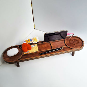 Personalized Wooden Desk Organizer, Custom Baltic Birch Office Docking Station- on Lucasgift