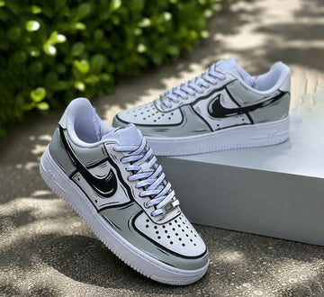 Custom Grey Cartoon AF1 Sneakers, Hand Painted Personalized Shoes