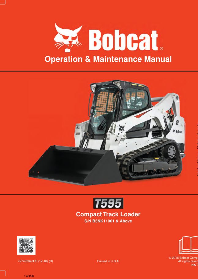 BOBCAT T595 COMPACT TRACK LOADER OPERATORS MANUAL- on Lucasgift