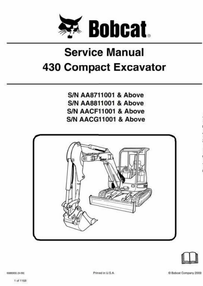 BOBCAT 430 COMPACT EXCAVATOR SERVICE REPAIR SHOP MANUAL- on Lucasgift