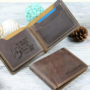 Men's Bifold Leather Wallet, Brown , Real Leather, Same Day Shipping, Free Shipping US- on Lucasgift