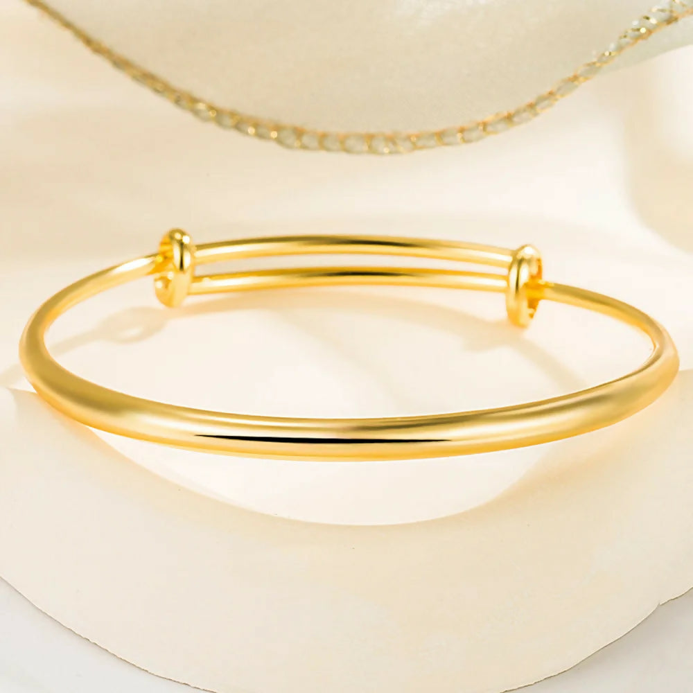 Gold Colour Smooth Surface Bangles Bracelet For Women Luxury Jewelry- on Lucasgift