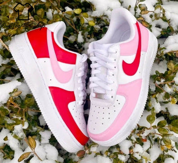 Custom Red-Pink AF1 Sneakers, Hand Painted Personalized Shoes