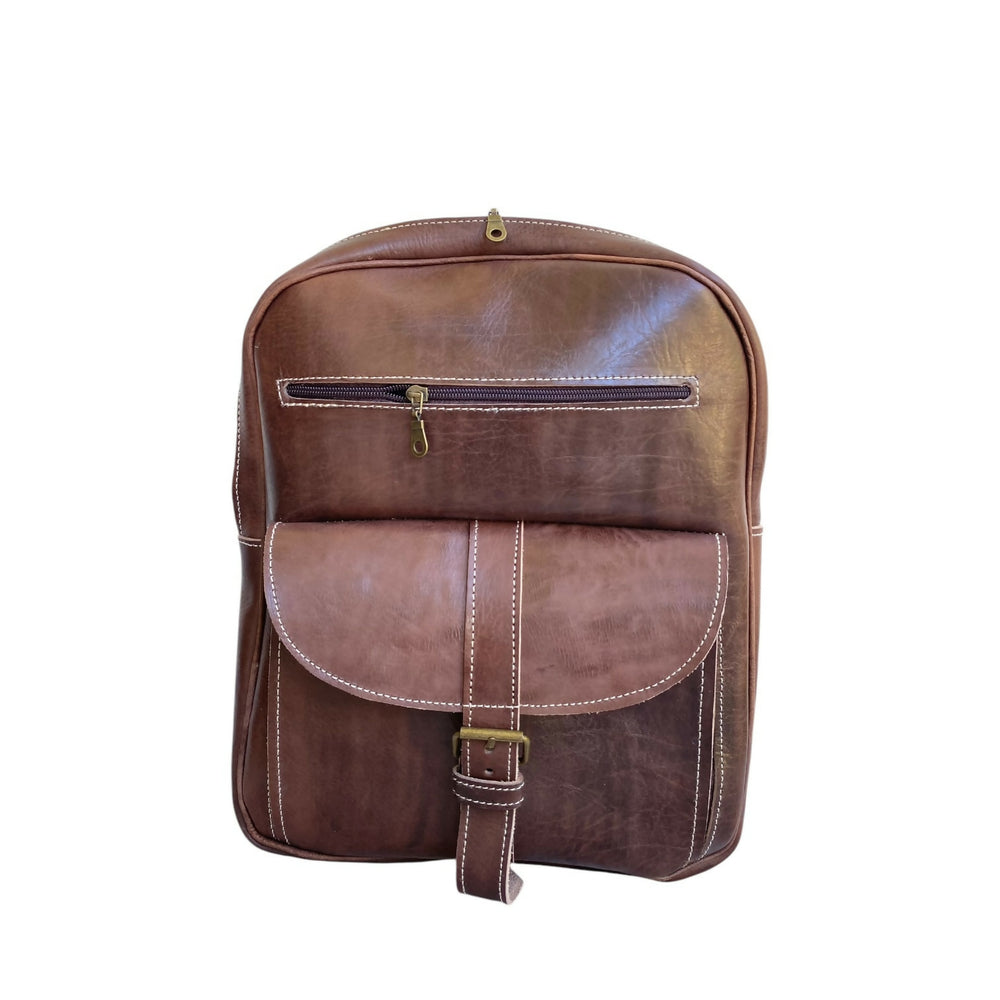 Genuine Leather Backpack Handmade Moroccan Craftsmanship Vintage Professional Style- on Lucasgift