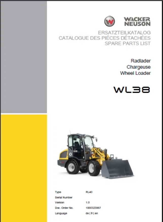 WACKER NEUSON WL38 WHEEL LOADER PARTS MANUAL- on Lucasgift