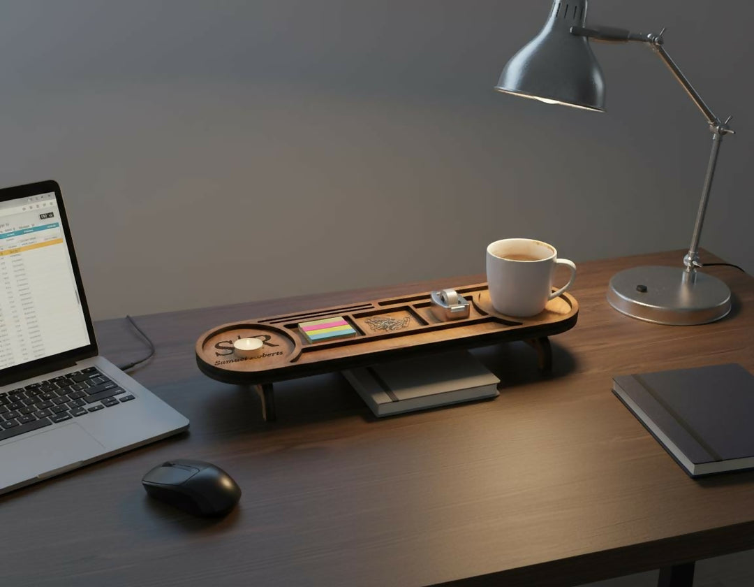 Personalized Wooden Desk Organizer, Custom Baltic Birch Office Docking Station- on Lucasgift