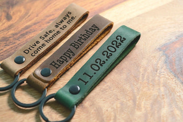 SLIM Personalized Leather Keychain, Personalized Coordinates Keychain, Where it All Began, 3 year Anniversary Gift. Mens gift, Mothers day gift- on Lucasgift