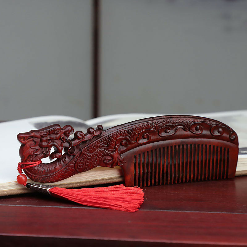 Rhino horn and rosewood carved wooden comb, vintage-style massage and hair comb, wedding gift- on Lucasgift