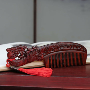 Rhino horn and rosewood carved wooden comb, vintage-style massage and hair comb, wedding gift- on Lucasgift
