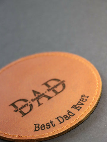 Pack of 8 LEATHER DAD COASTERS for Father's Day- on Lucasgift