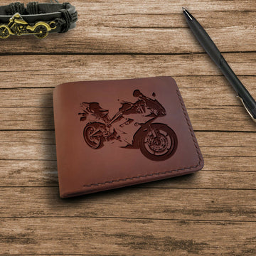 Motorcycle Gifts Personalized Wallet Motorcycle Personalized Motorcycle Gift Engraved Leather Bifold Wallet for Men Custom Slim Wallet- on Lucasgift