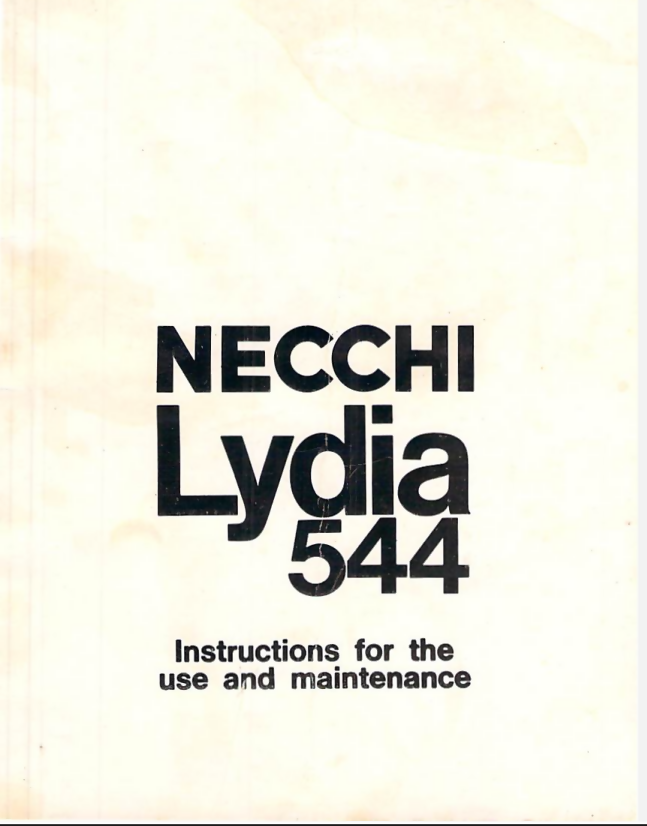 Necchi Lydia 3 Model 544 Sewing Machine Instructions Manual- on Lucasgift
