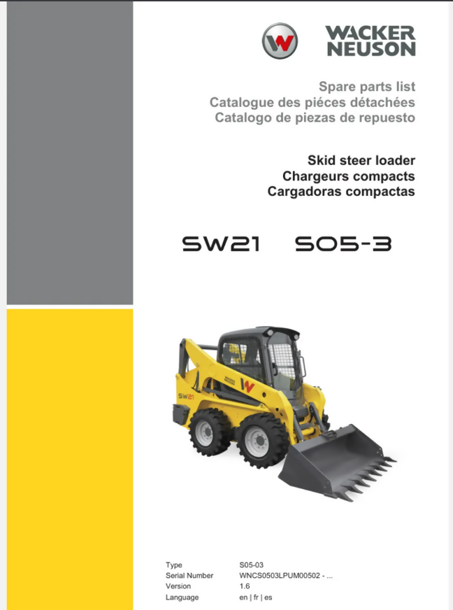 WACKER NEUSON SW21 WHEELED SKID STEER PARTS LIST MANUAL- on Lucasgift