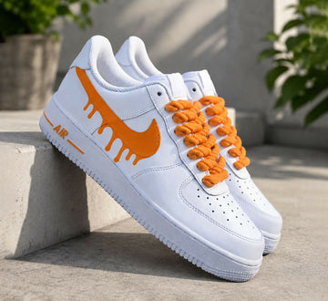 Custom Orange Drip AF1 Sneakers, Hand Painted Personalized Shoes