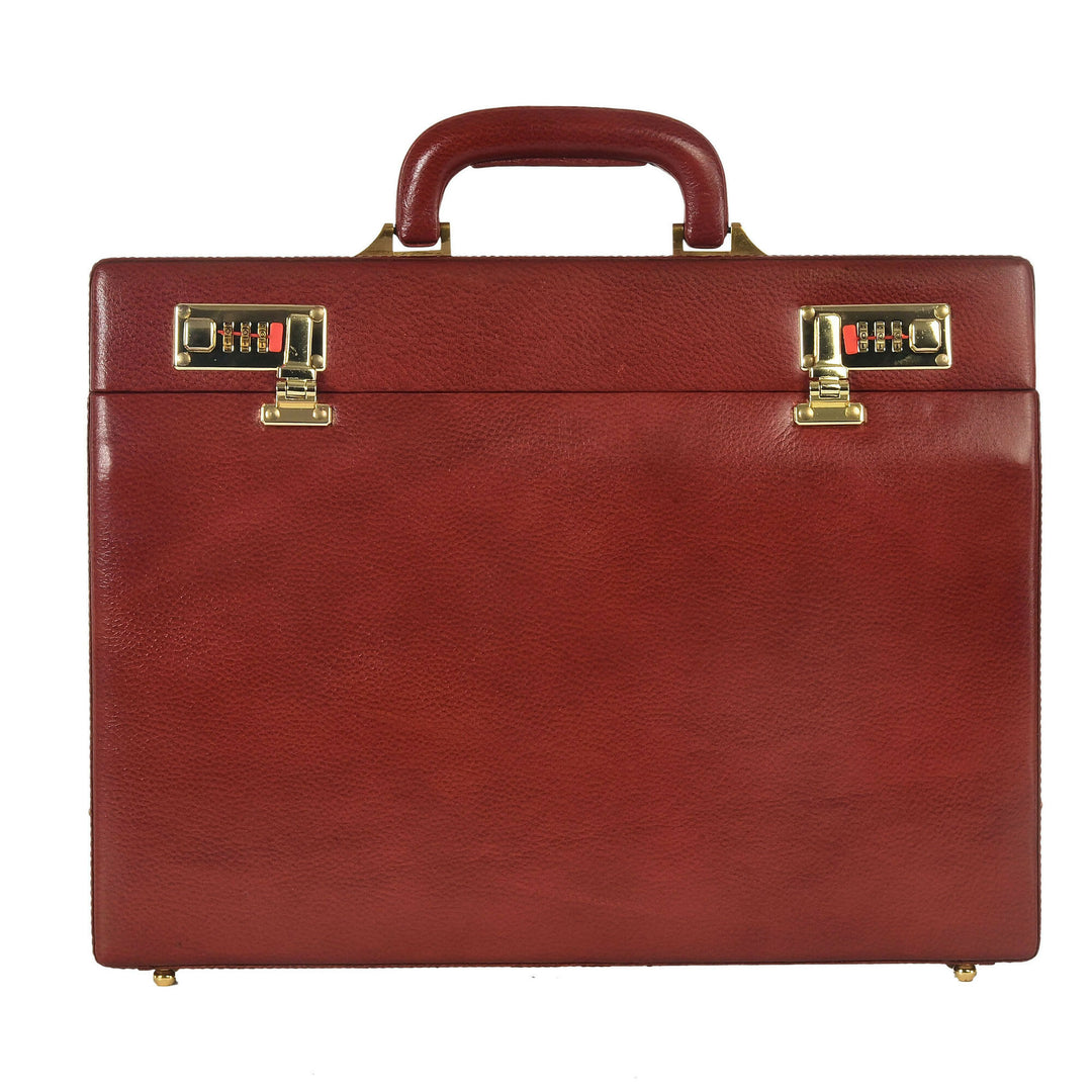 Genuine Leather Attache Briefcase for Men's Leather Executive Handbag 14 inch Laptop Bag MacBook Carry Case Documents Organizer- on Lucasgift