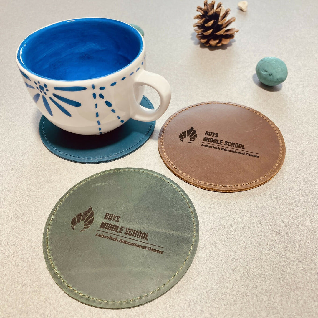 Set of 100 BULK COASTERS, Personalized LEATHER Coaster