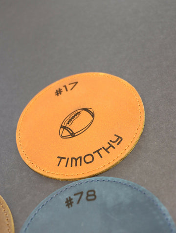 Pack of 8 LEATHER FOOTBALL COASTERS